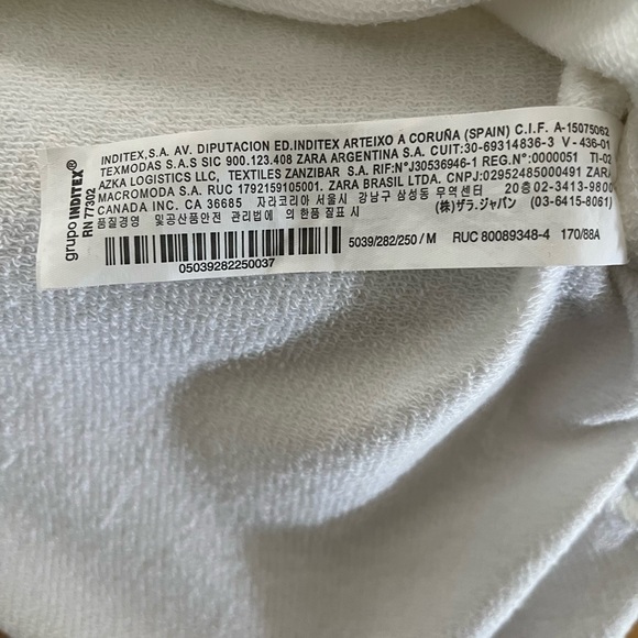 Zara lightweight sweatshirt with attached belt- wrap around-white-size M US - Picture 14 of 14